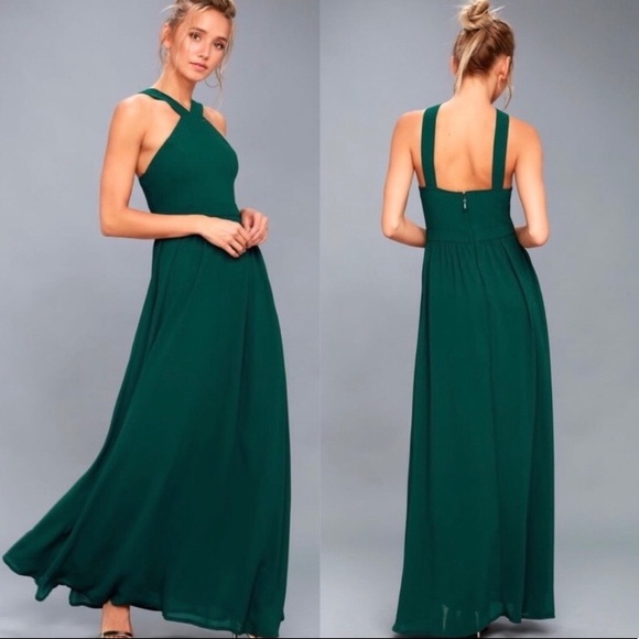 air of romance forest green maxi dress